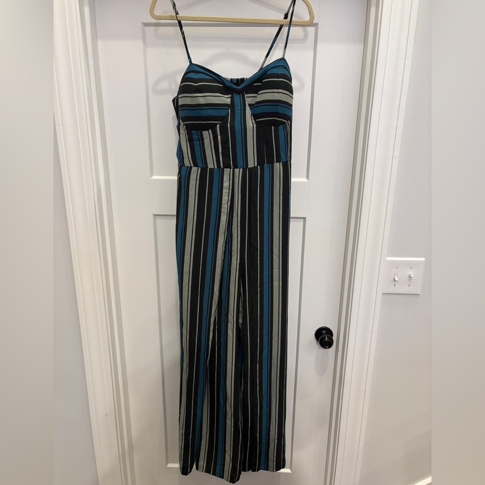Spaghetti Strap Bustier Striped Jumpsuit